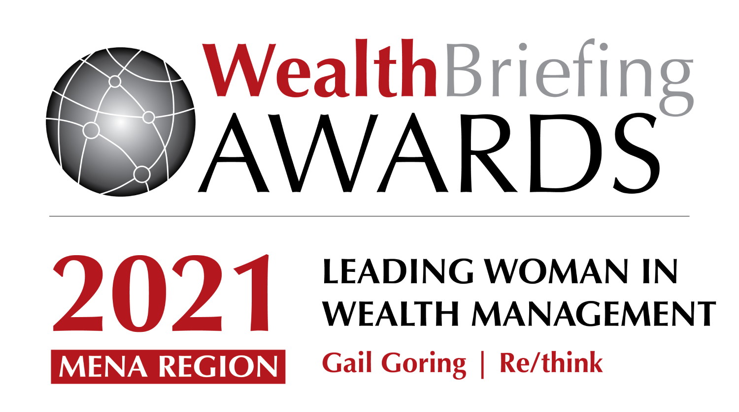WealthBriefing Awards 2021, MENA region: Leading Woman in Wealth Management winner, Gail Goring of Re/think